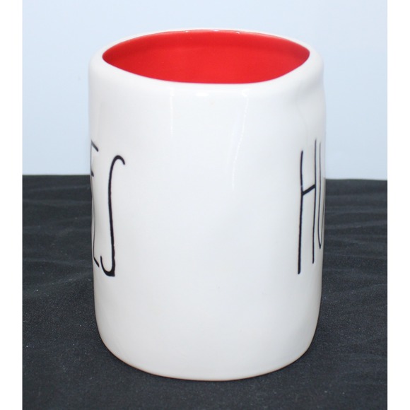 Rae Dunn Hugs Kisses Mug Red Interior Artisan Collection Magenta White Ceramic - Picture 5 of 6
